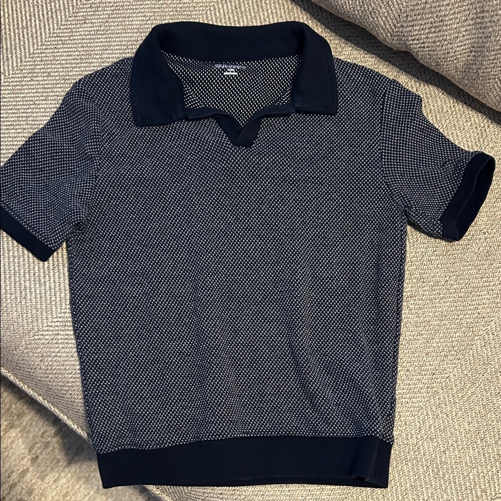 Old Navy Black and White Patterned Polo